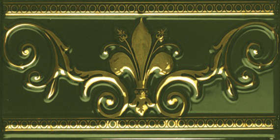 Бордюр настенный для ванной Almera Ceramica Noblesse Cenefa Verde Gold 20x10