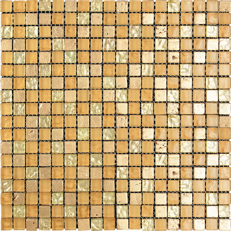 мозаика Natural Mosaic микс BDA-1502 (MSBDA-001) Стекло+Мрамор+Агломерат 298х298 (чип 15х15) 8 мм Inka 29x29