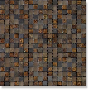 Мозаика Natural Mosaic  BDA-1509 Стекло+Мрамор+Агломерат 298х298 (чип 15х15) Inka фото