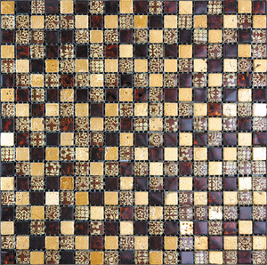 Мозаика Natural Mosaic  BDA-1594 (BDA-94) Стекло+Мрамор+Агломерат 298х298 (чип 15х15) 8 мм Inka фото