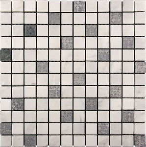 Мозаика Natural Mosaic  BDA-2311 (BDA-11R) Мрамор+Агломерат 298х298 (чип 23х23) 8 мм Inka фото