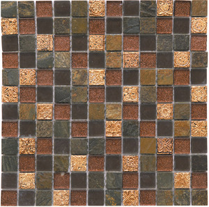 Мозаика Natural Mosaic  BDA-2320 Стекло+Сланец+Агломерат 298х298 (чип 23х23) 8 мм Inka фото