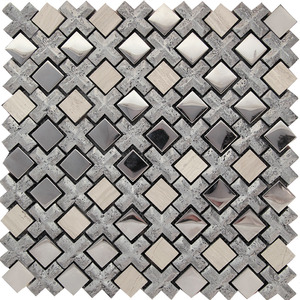 Мозаика Natural Mosaic  BDA-S7A Мрамор+Стекло+Агломерат 279х279, 8 мм Inka фото