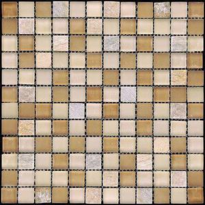 Мозаика Natural Mosaic  KBE-06 (FT-01-23) Стекло+Кварц 298x298 (чип 23х23) 8 мм фото