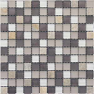 Мозаика Natural Mosaic  KBE-07 (FT-02-23) Стекло+Кварц 298x298 (чип 23х23) 8 мм фото