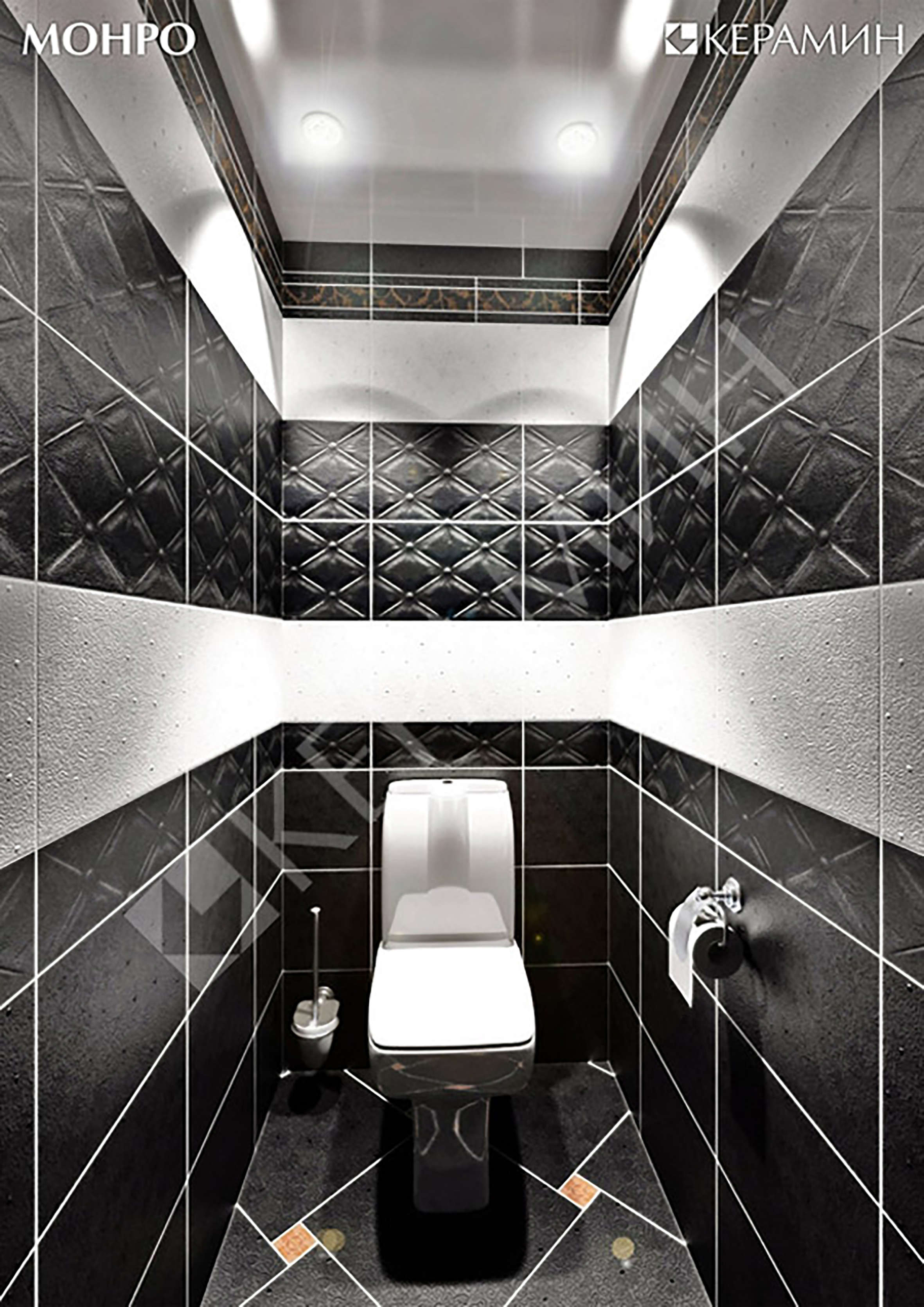 черно белая ванная комната дизайн плитка